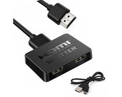HDMI splitter 1 in 2 out, 4K verdeler voor 2 monitoren, 4K @30Hz 3D 1080P, 1 ingang 2 uitgangen, spiegelmodus, plug & play voor tv, monitor, projector, PS4, PS3, Xbox, Blu-ray en Fire TV Stick