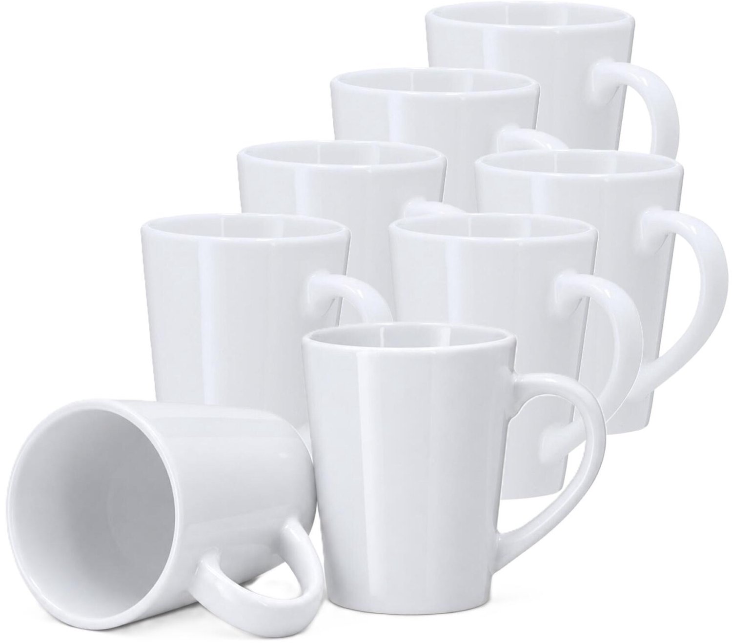 Bellatio Design Koffiekopjes Victoria - 8x stuks - ivoor wit - 230 ml - mokken - keramiek - senseo nespresso dolce gusto formaat