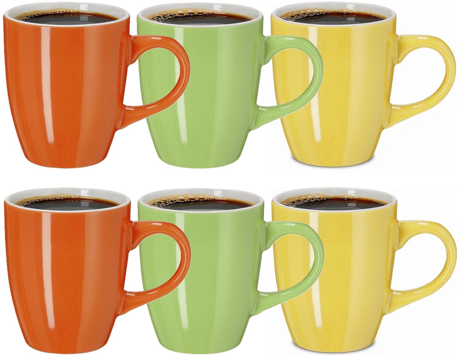 Bellatio Design Koffiekopjes Sunny Glaze - 6x stuks - Keramiek - multi kleuren - 350 ml - 10 cm