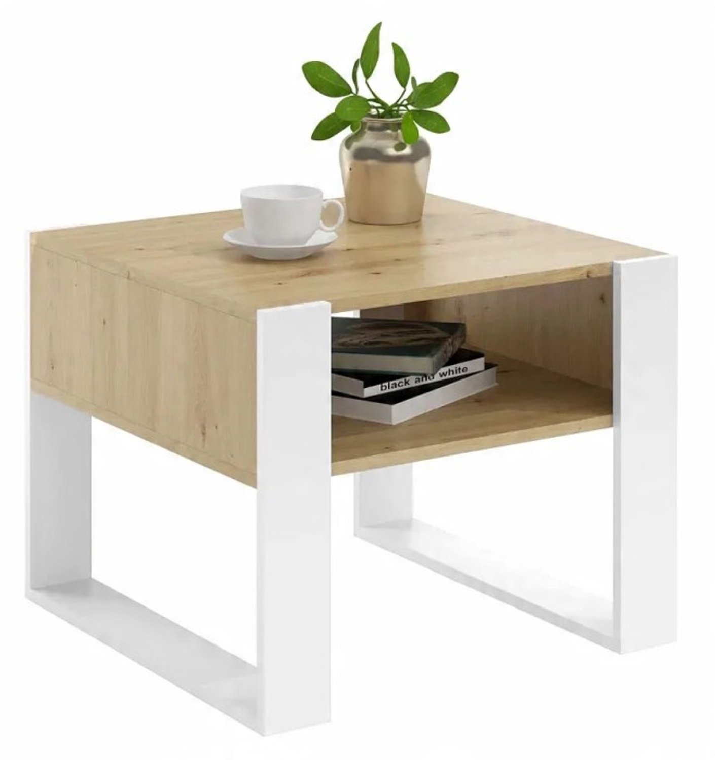 Per La Vita Kaja - Salontafel - Vierkant - Wit/Artisan-eiken