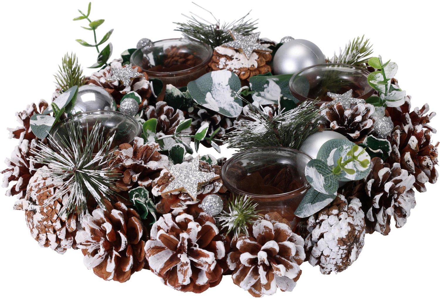 Home & Styling Collection Home Styling Collection - Kerstkrans van dennenappels, kandelaar voor 4 kaarsen, Ø 30 cm x 7,5 cm Multicolor