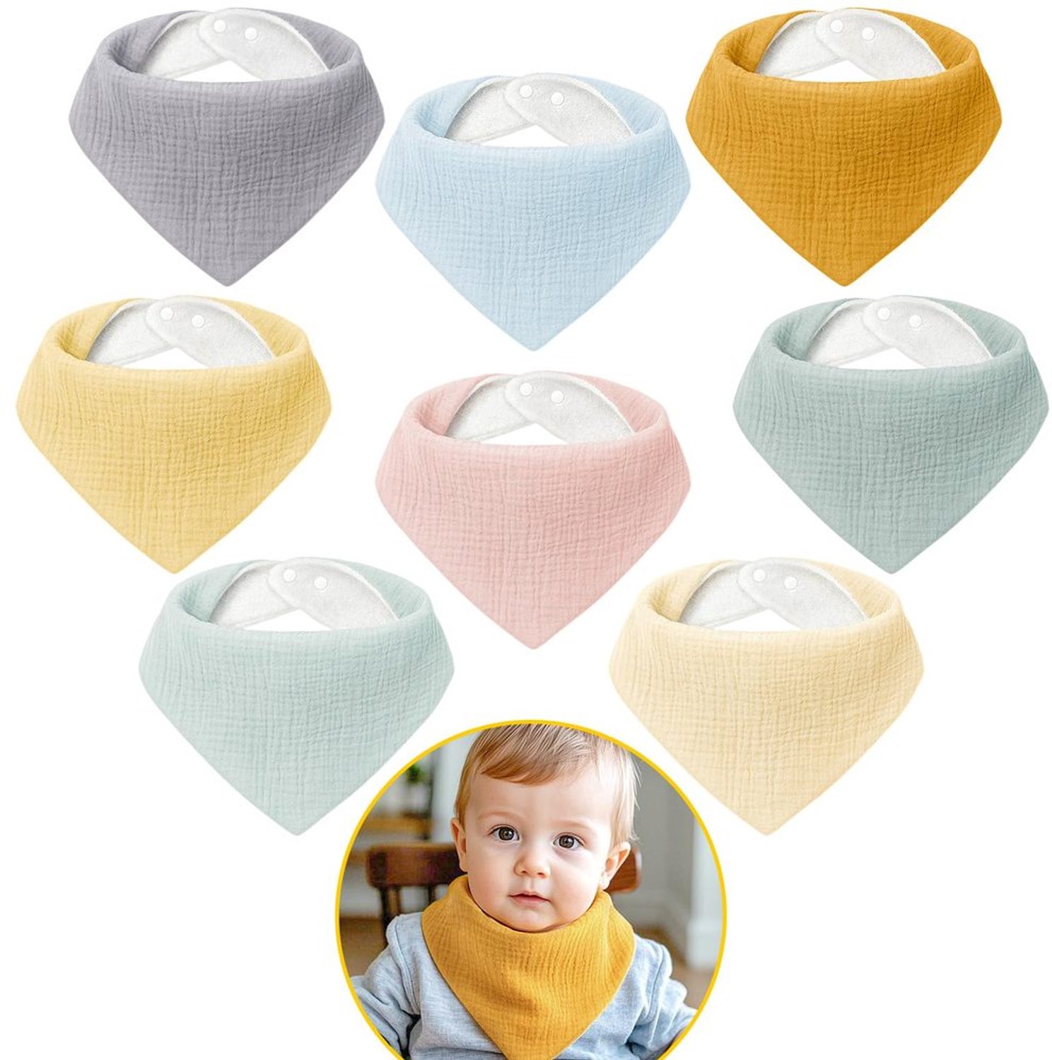Baby Neckerchief - Katoenen Muslin, 8 Stuks, Verstelbaar