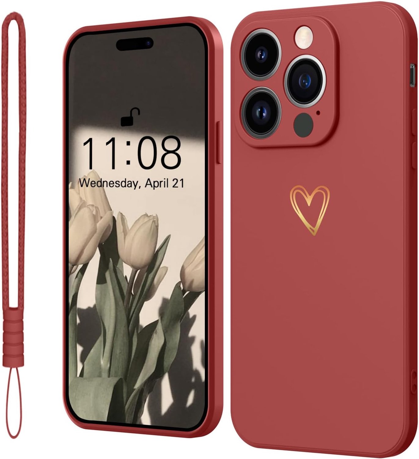 Hulpje voor iPhone 16 Pro, siliconen hoes, rood
