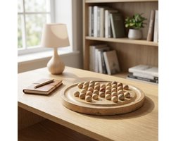 Houten Solitaire Spel – Handgemaakt Decoratief Bordspel, Klassiek Gezelschapsspel voor Kinderen & Volwassenen – Educatief Tafelspel, Speelgoed & Woondecoratie, 27,5 cm
