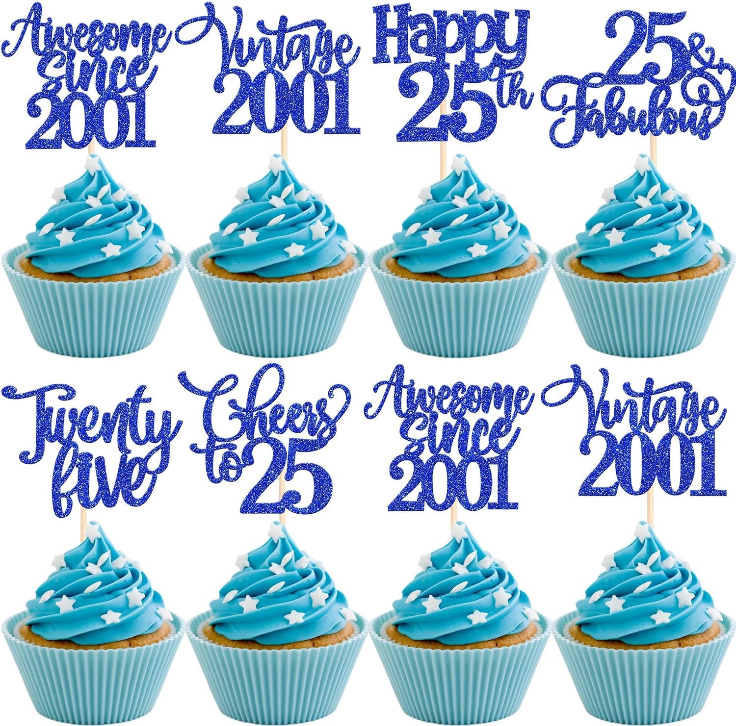 25 Cupcaketoppers voor 25e verjaardag