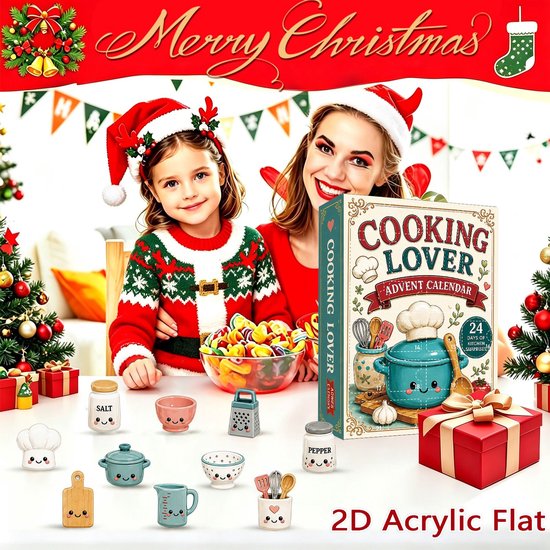 Adventskalender 2026 Kookthema- 24 Stuks 2D Acryl Ophangdecoraties Met Keukenhangers- Uniek Cadeau Voor Kookliefhebbers En Foodies — cadeau in Kookcadeaus - foto 5