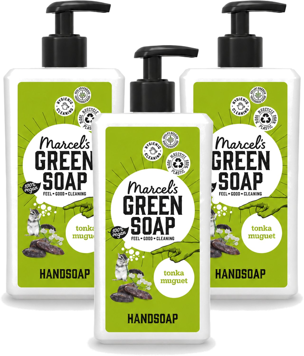 3 x Marcel's Green Soap - Handzeep - Tonka & Muguet - Zachte verzorging - 500 ml - Voordeelverpakking - 3 stuks
