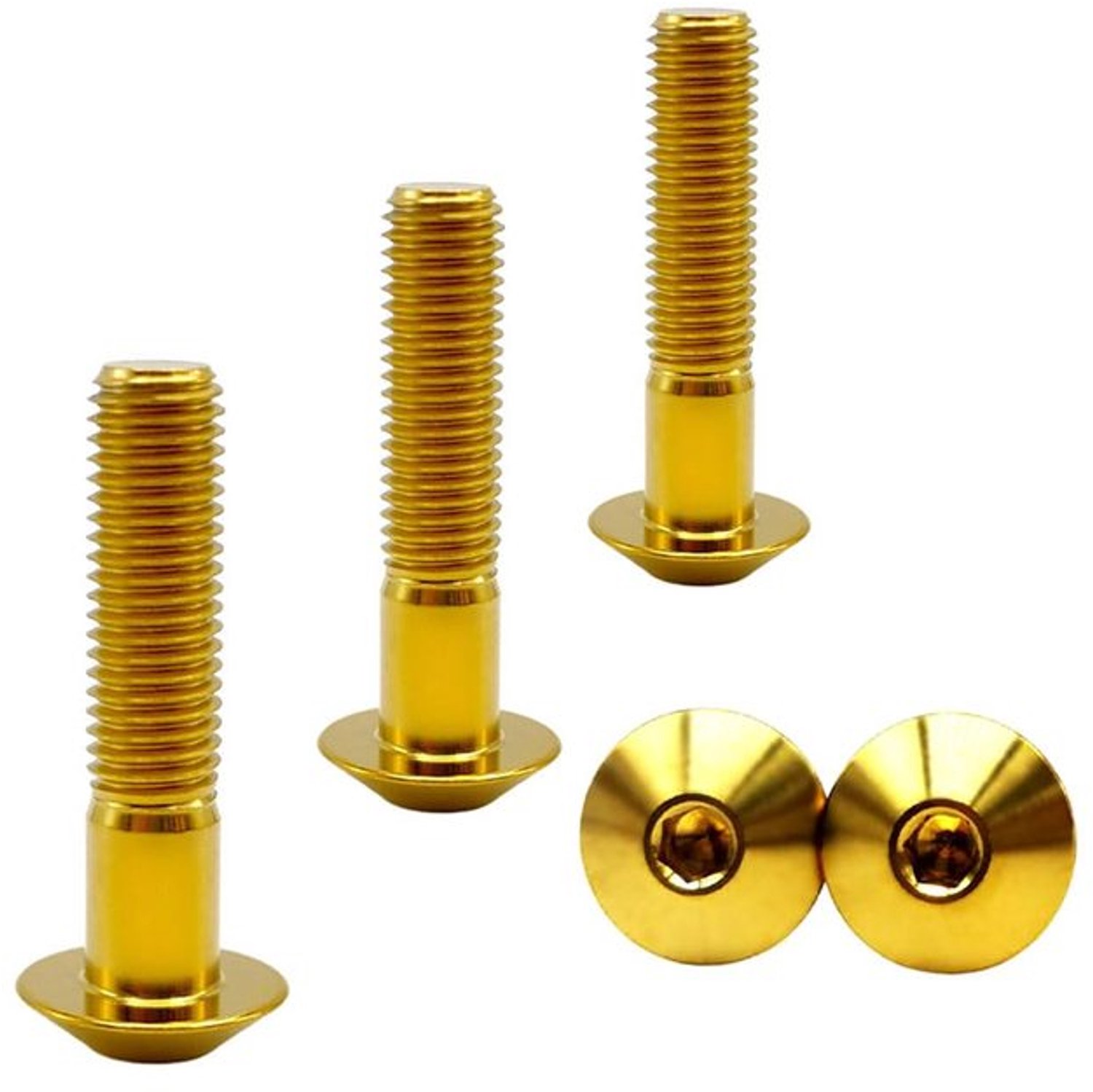 Titanium Bouten M8 x 1.25 x 40mm - Halfronde Kop - Goud - 5 Stuks