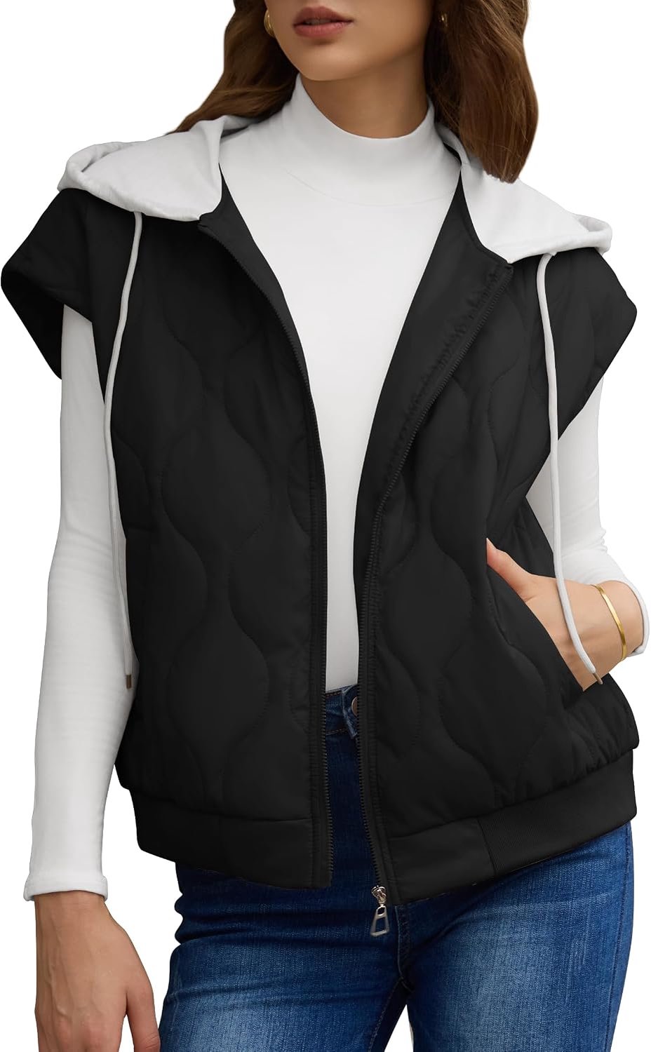 Vest zonder mouwen met staande kraag