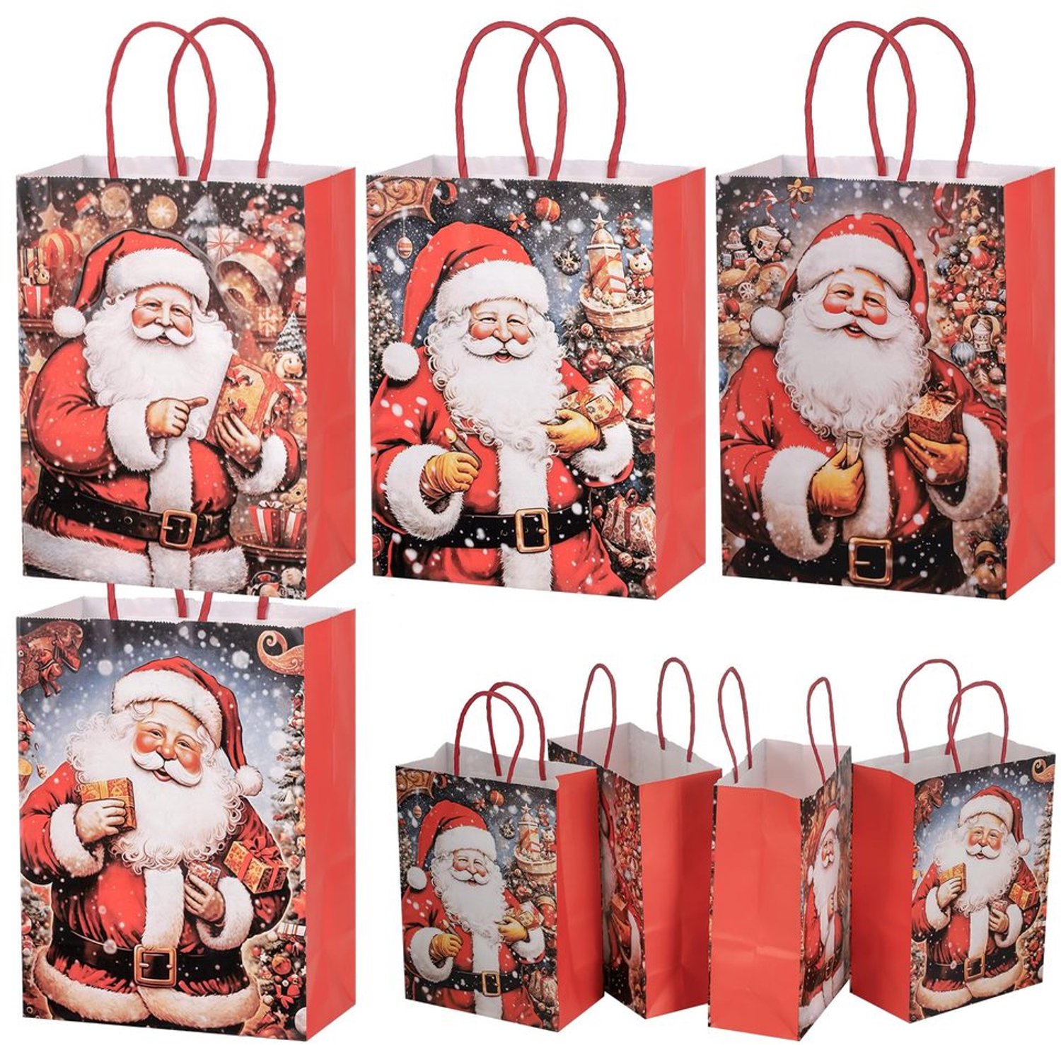 24 Stuks Kerst Cadeauzakken met Santa Claus Ontwerp