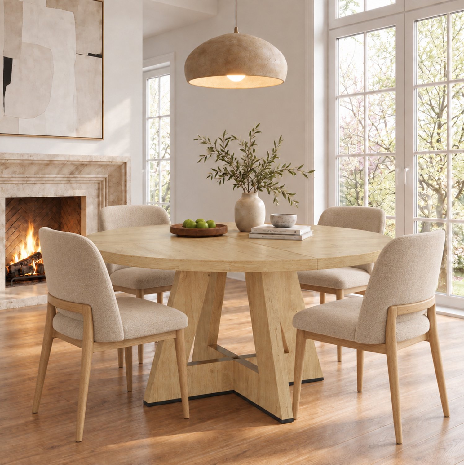 FloraGrace Eettafel - Ronde Tafel Voor 4 Tot 6 Personen - Scandinavisch Voor Eetkamer En Woonkamer - MDF - 120 Cm - Eikenkleur