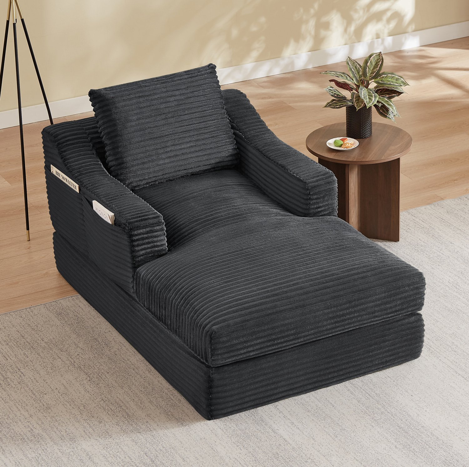 CHICFURN Fauteuil - Uitklapbaar - Dubbellaags - Donkergrijs