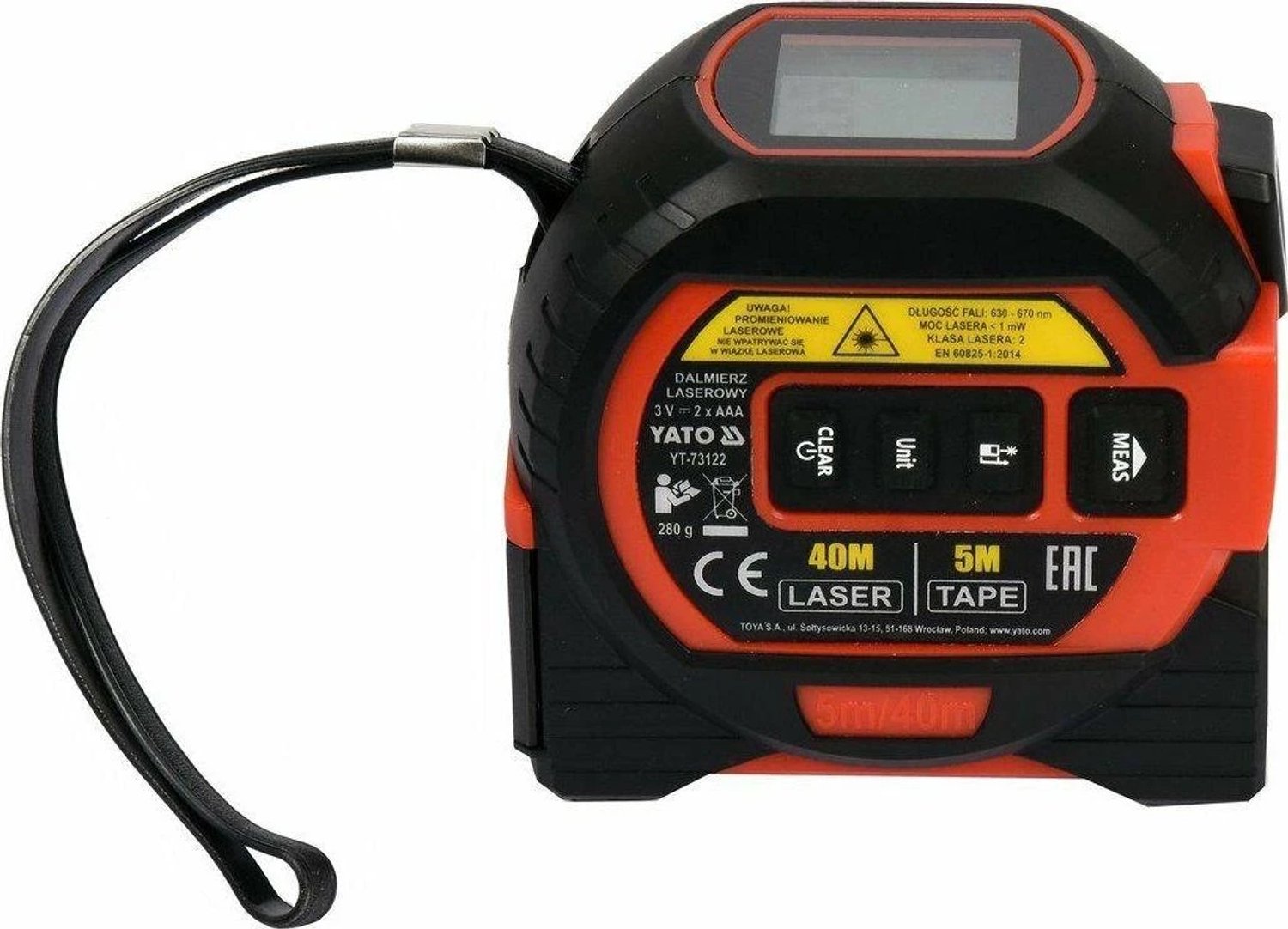 Yato laserafstandsmeter YT-73122 - 40 m, met rolmaat van 5 m