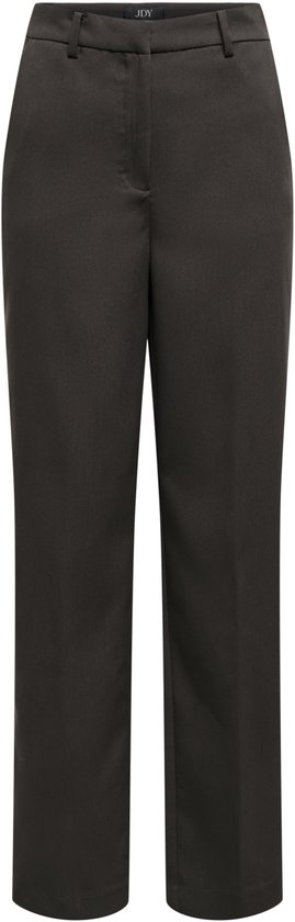 Donkerbruine pantalon met hoge taille, riemlussen en het JDY-label.
