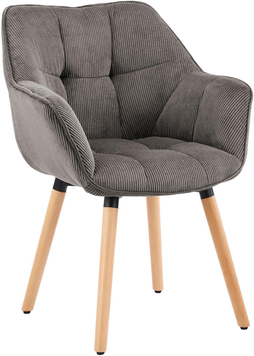 CLP Eetkamerstoel Milford - Armleuningen - Beukenhouten Poten - Cord - Ribstof/taupe