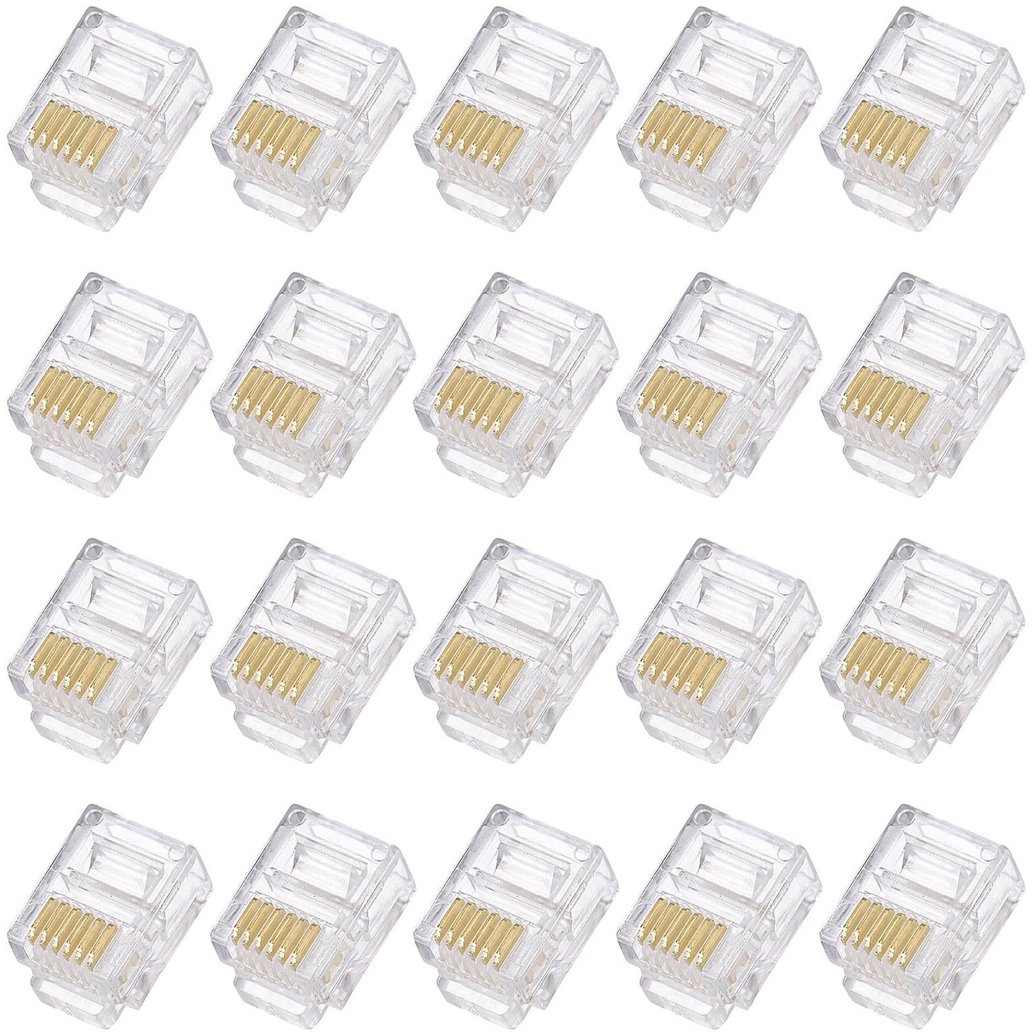 RJ11/RJ12 Plug - Telefoonconnector - Goudgeplateerde pennen - Transparant - 6P6C - Geschikt voor telefoon- en faxgebruik