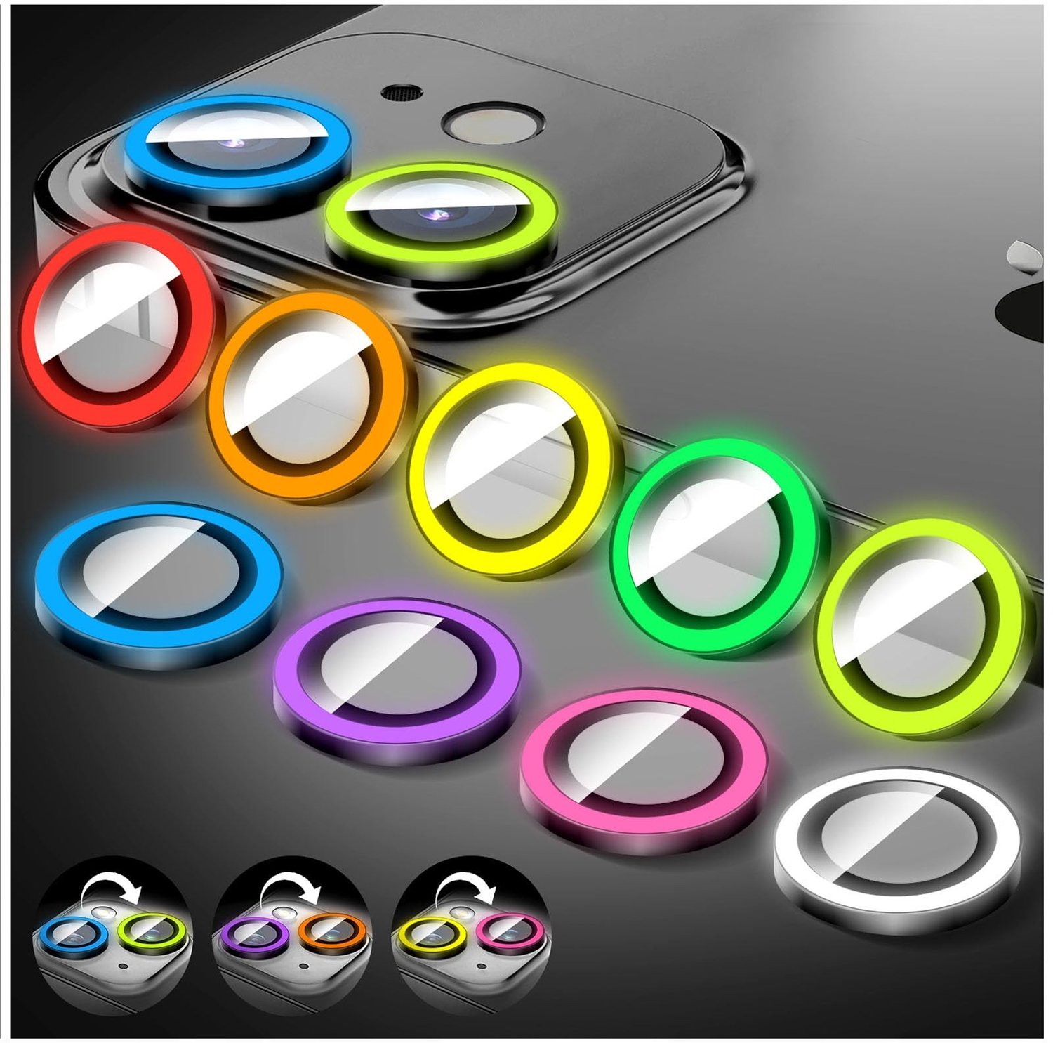 Camera Lens Protector - Luminous Tempered Glass voor iPhone 16/iPhone 16 Plus