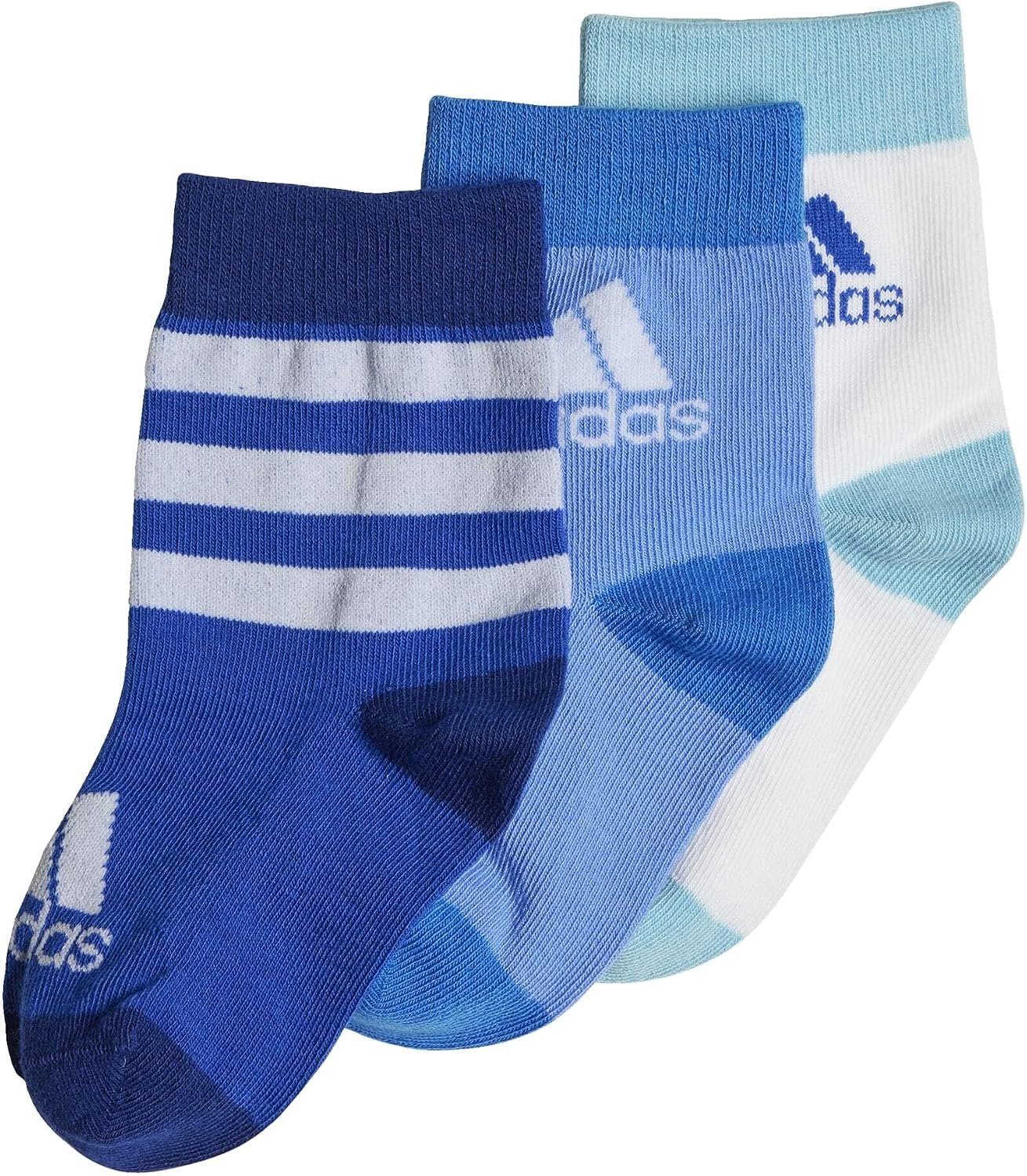 Kinder Sokken, 3 Paar, Blauw/Wit, 0-1 Jaar