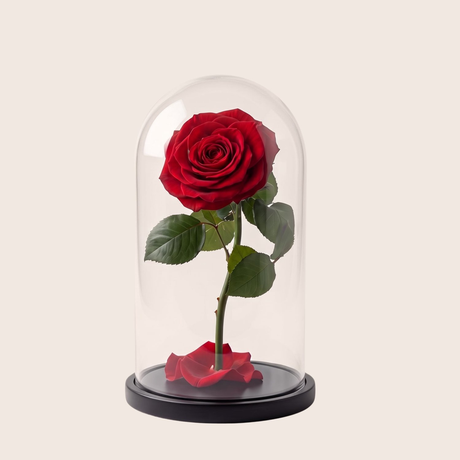 Charle Roses Dome Aurora - Echte houdbare roos onder glazen stolp - 27 cm - Velvet Red rood - in cadeauverpakking