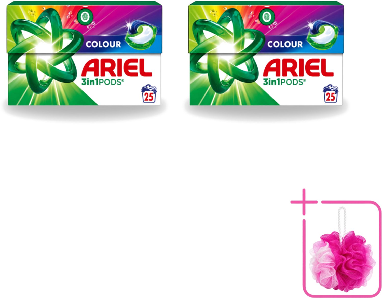 2 x Ariel – Pods 3in1 – Color – 500 g – 25 wasbeurten - Bulkverpakking - Kleurwas - Douchemop - Kleurbehoud