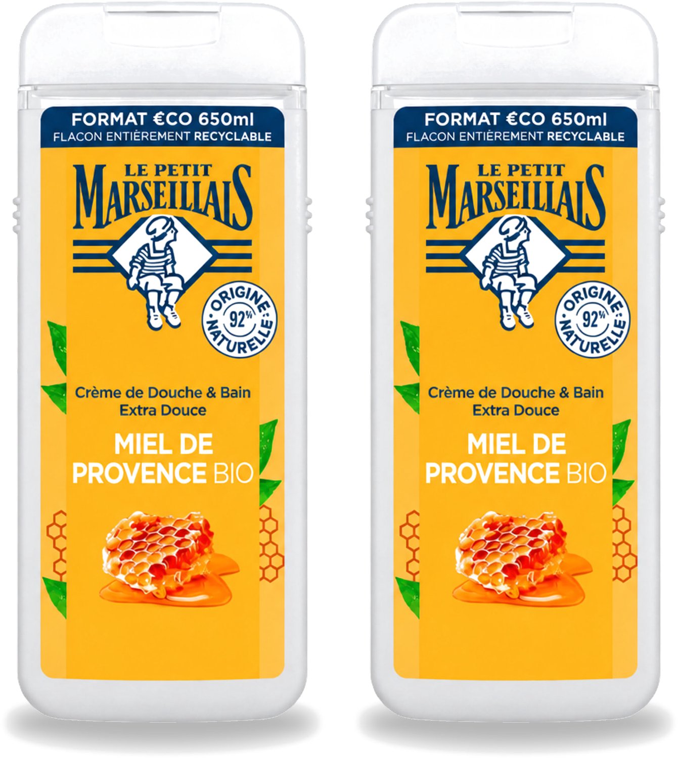 2 x Le Petit Marseillais – Douche & Bad – Honing – 650 ml - Voordeelverpakking - 2 stuks