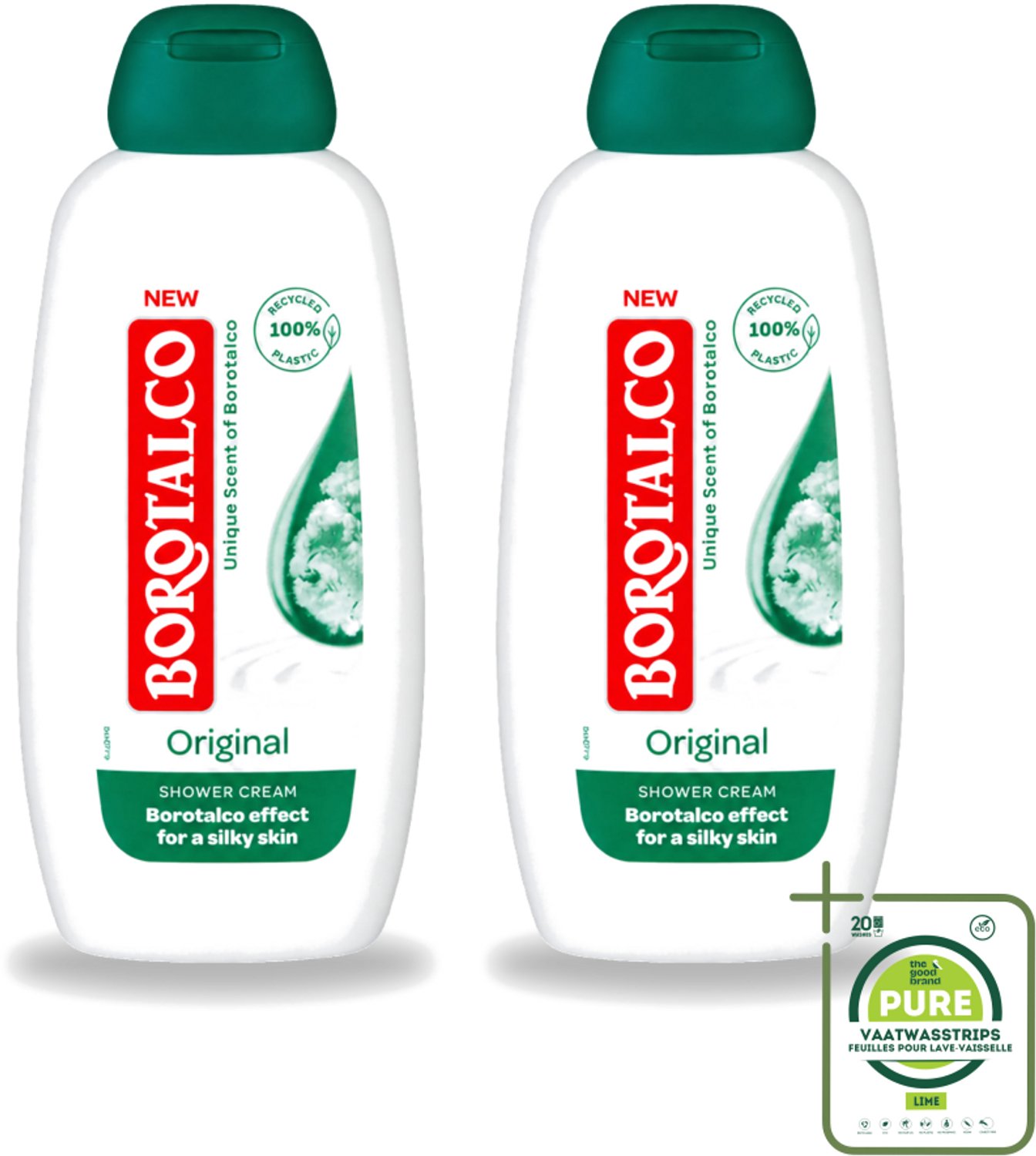 2 x Borotalco – Douchegel – Original – 250 ml - Grootverpakking - Vaatwasstrips - Douchegel - Borotalco - Huidverzorging - Douchegel Voor Gevoelige Huid - Douchegel Voor Droge Huid