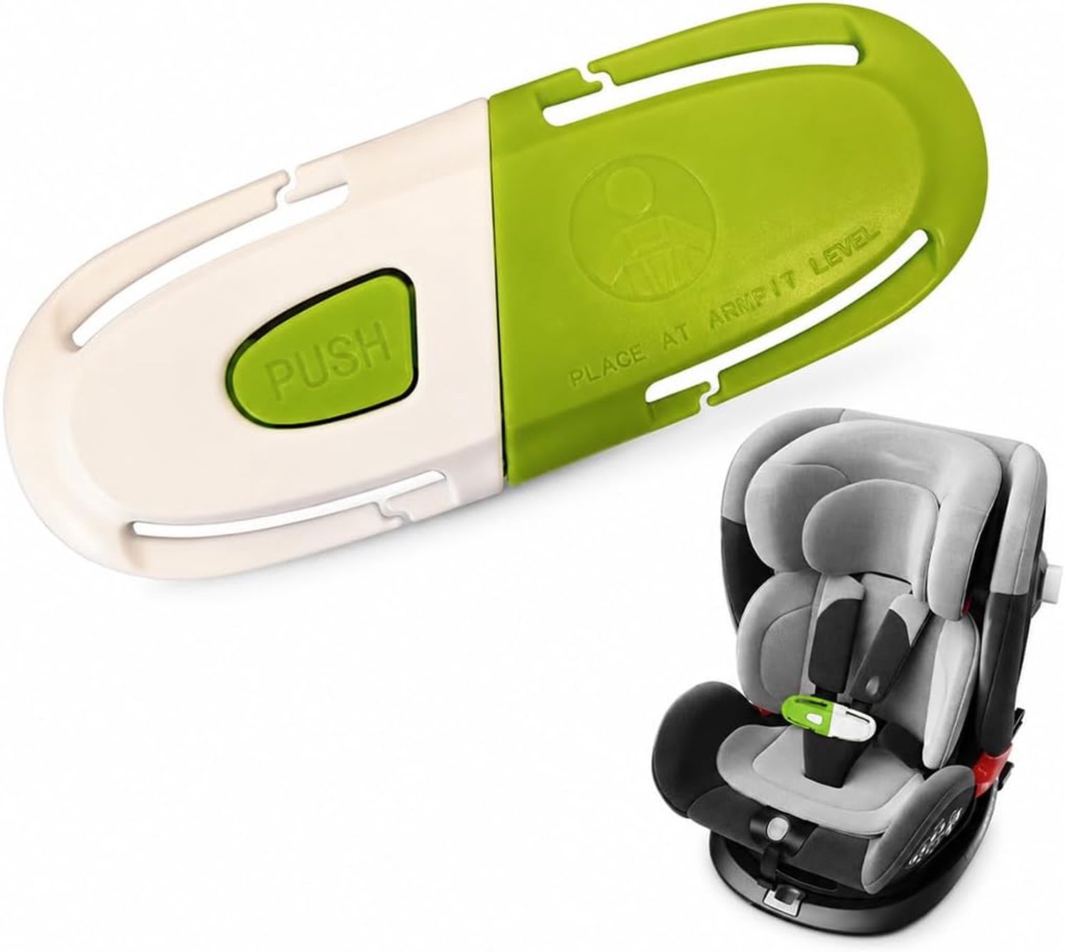 Veiligheidsgordel voor kinderen - antislip clip - voorkomt verwurging - groen/wit - Homevero