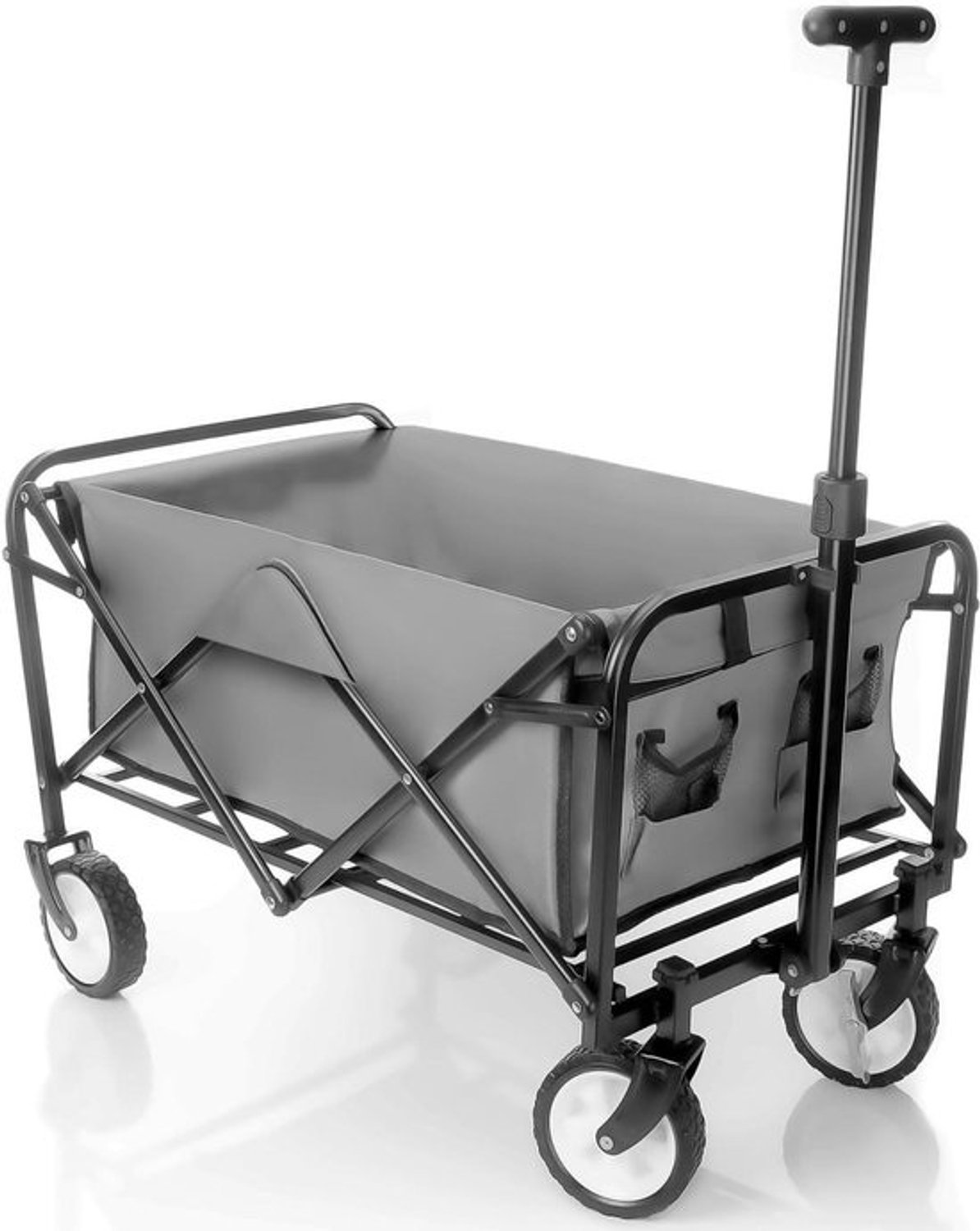 Opvouwbare handkar - Dolly - steekwagen - Voor het vervoeren van boodschappen - Robuust metalen frame - Draagvermogen van 80 kg - Zwart