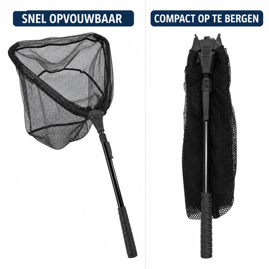 Dutch Standard Opvouwbaar Schepnet - Landingsnet 35 x 35 cm - Vaste Steel 100 cm - Fijnmazig - Zwart — afbeelding 4