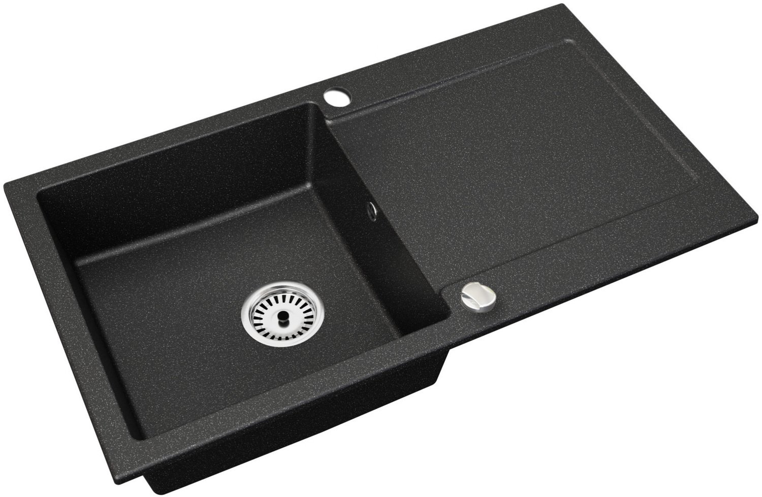 Faizee Home Granieten Spoelbak – Kwartscomposiet Keuken Spoelbak – Verschillende Modellen en Kleuren Element Schwarz Gesprenkelt