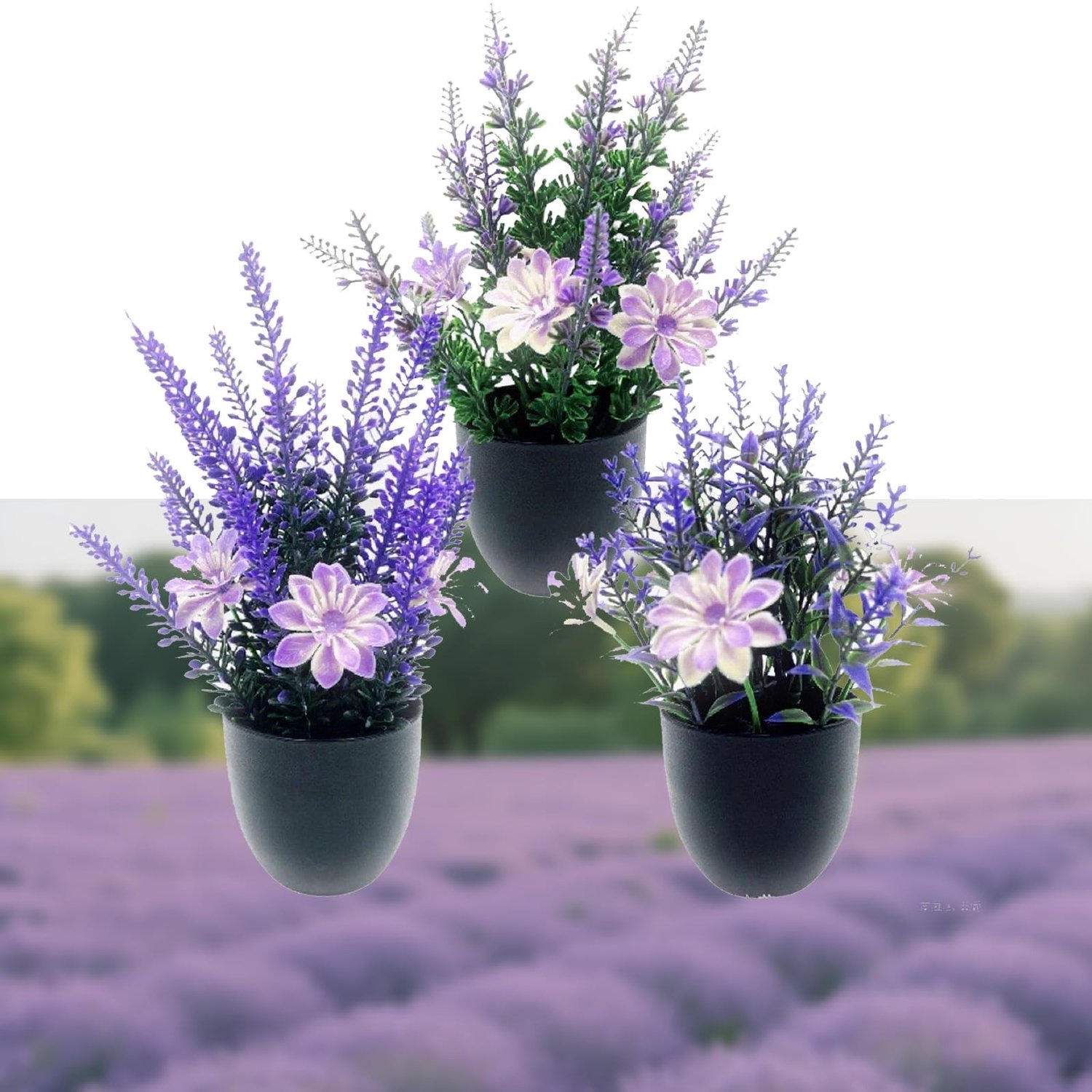 Set van 3 Kunstmatige Lavendelplanten in Pot