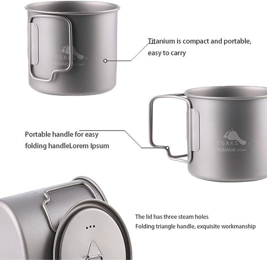Titanium Kampeerbeker en Pan - Lichtgewicht & Duurzaam — afbeelding 4