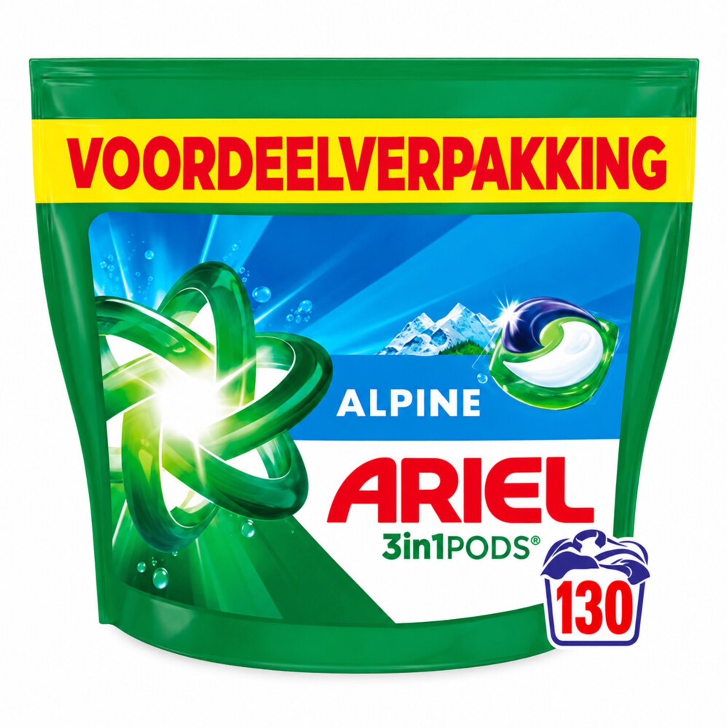 Ariel - Wasmiddel 3in1 Pods Alpine - 2 x 65 stuks - Voordeelverpakking