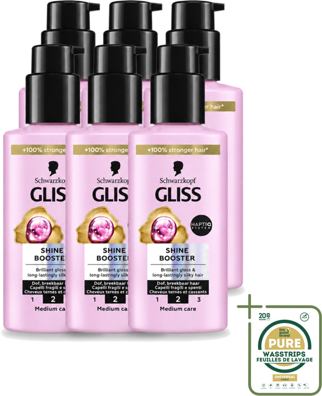 6 x Gliss - Haarserum - Liquid Silk Shine Booster - Fruitige Geur - 100 ml - Wasstrips - Haarverzorging - Haarschijn - Haarherstel - Haarverzorging Serum - Haarverzorging Voor Droog Haar