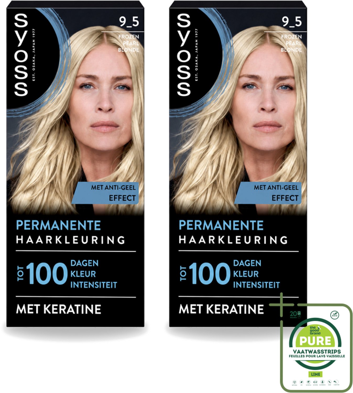 2 x SYOSS - Coloration 9-5 Frozen Pearl Blonde - Haarverf - Grijsdekking - Vermindert Haarbreuk - Grootverpakking - Vaatwasstrips - Permanente Haarkleuring - Haarkleur - Grijsdekking - Keratine - Haarkleur Intensiteit