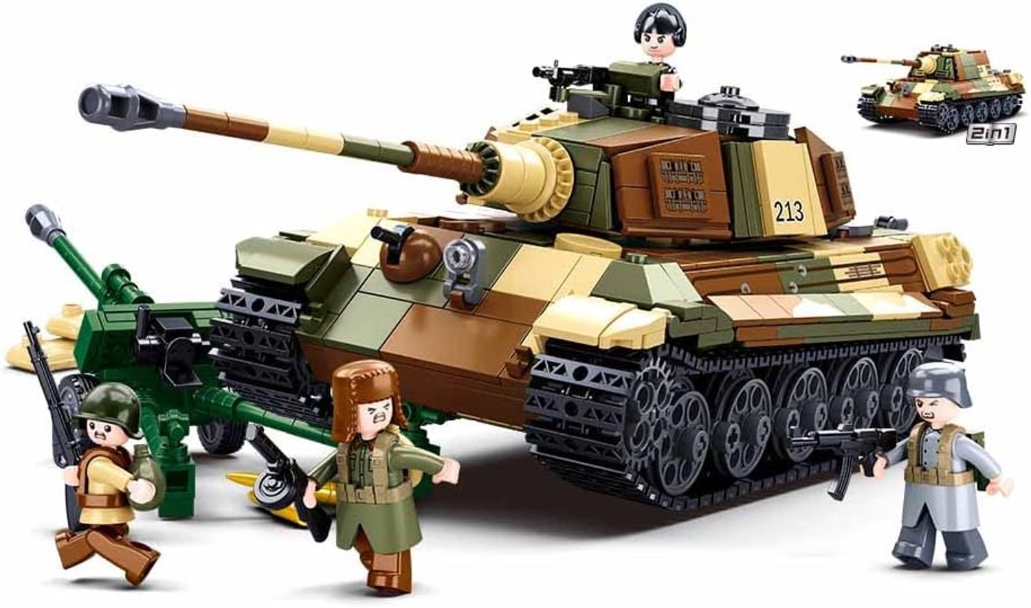 Bouwstenen Zware Tank 'King Tiger' 930 Delen 2-in-1