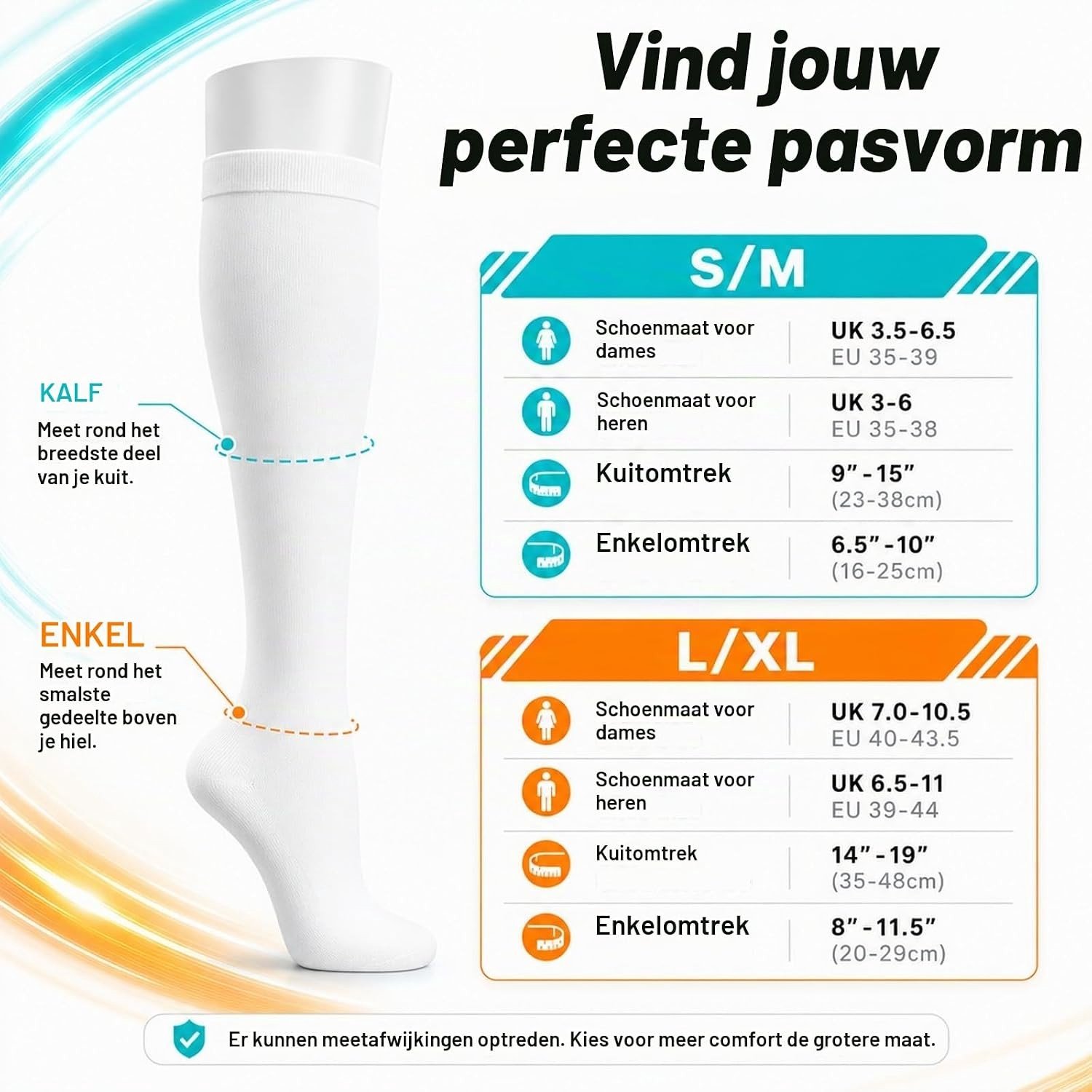 Compressiekousen voor Mannen en Vrouwen (4 Paar) Antislip Lange Schacht Ondersteuning voor Hardlopen, Reizen en Vliegen