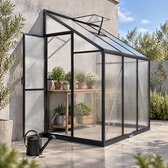 Froadp 185x110x195CM Tuin aanbouwkas aluminium constructie, temperatuurbestendig -25°C tot +60°C, muurkas voor tomaten, sla en potplanten