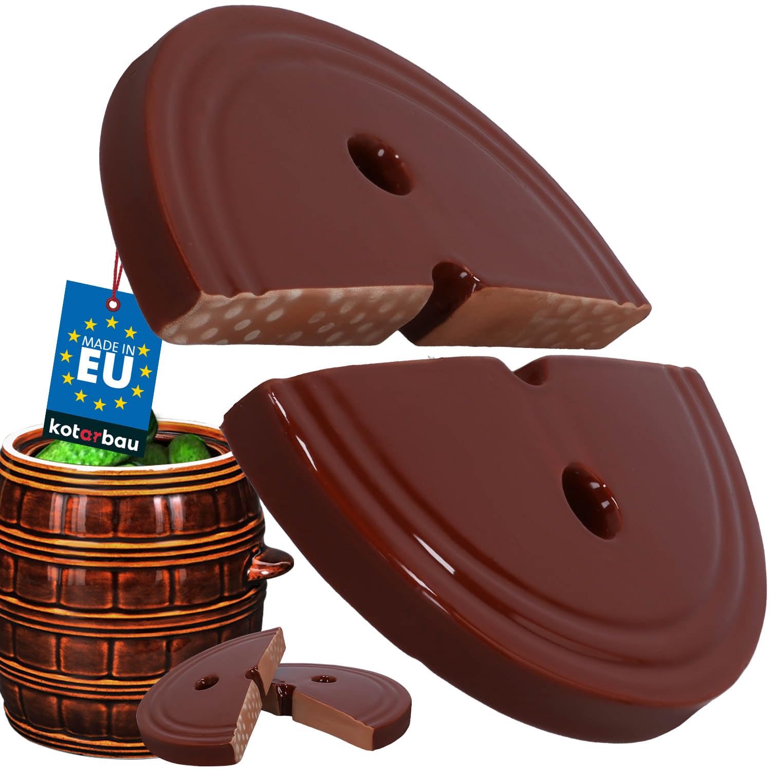 KOTARBAU® Verzwaringssteen ⌀ 24 cm - Gewicht voor Zuurkoolpot - Bruin Gewicht voor Fermentatiepot - voor Keramische Fermentatiepot - Tweedelig - Steengoed