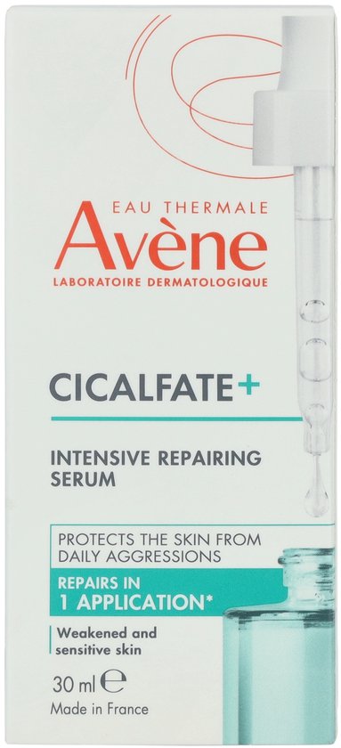 Witte doos van Avène Cicalfate+ intens herstellend serum, 30ml, voor de kwetsbare en gevoelige huid.