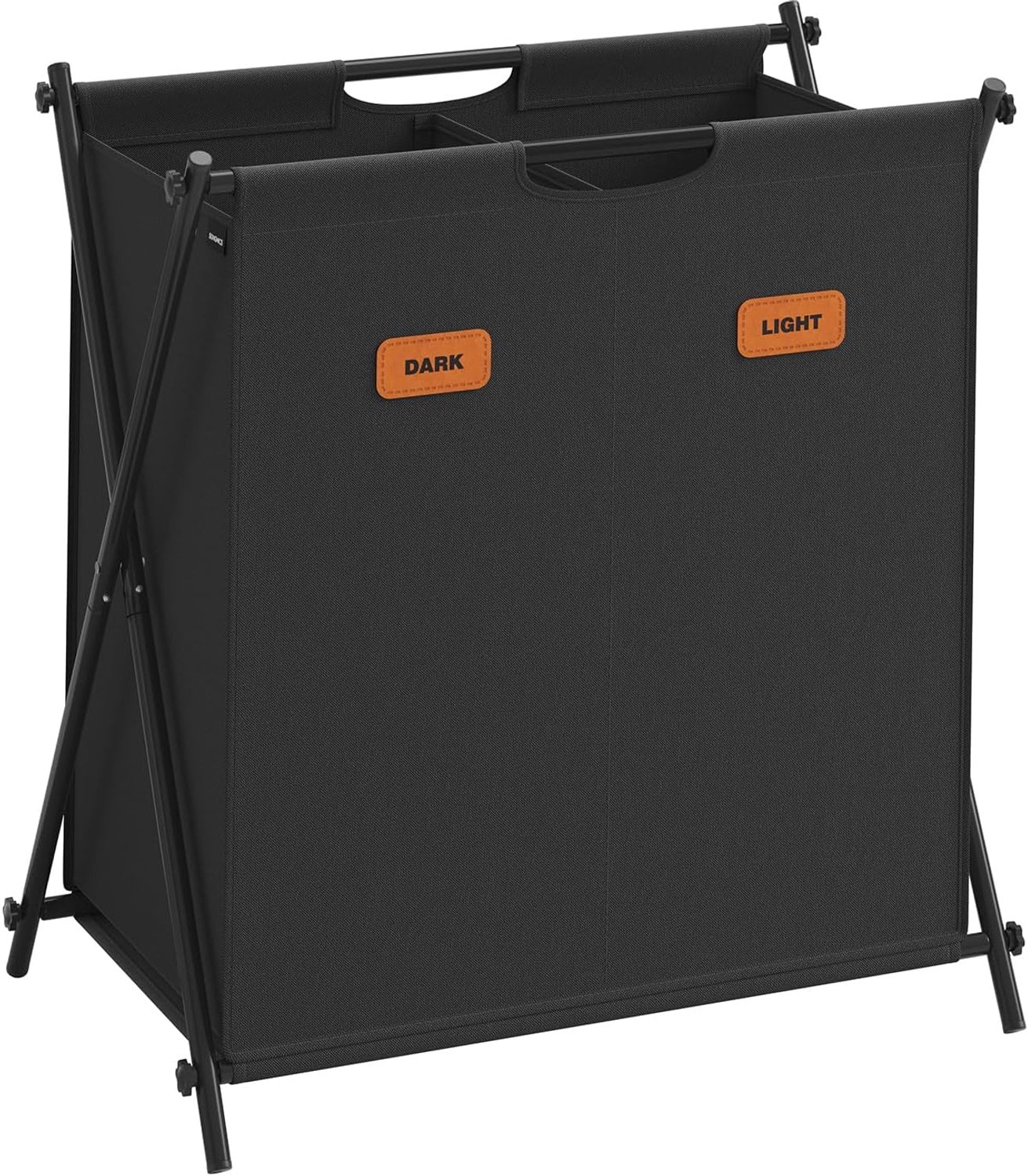 SONGMICS Wasmand 115L 2 Vakken Opvouwbaar X-Frame Inkt Zwart