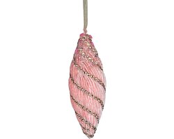 Roze Glitter Noot Kerstbal 15cm - Feestelijke Versiering