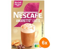 Nescafé Amaretto Latte oploskoffie - 6 doosjes x 8 zakjes