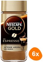 Nescafé Gold Espresso pot met intens aroma, 100% Arabica, intensiteit 7. Pak van 6 stuks.