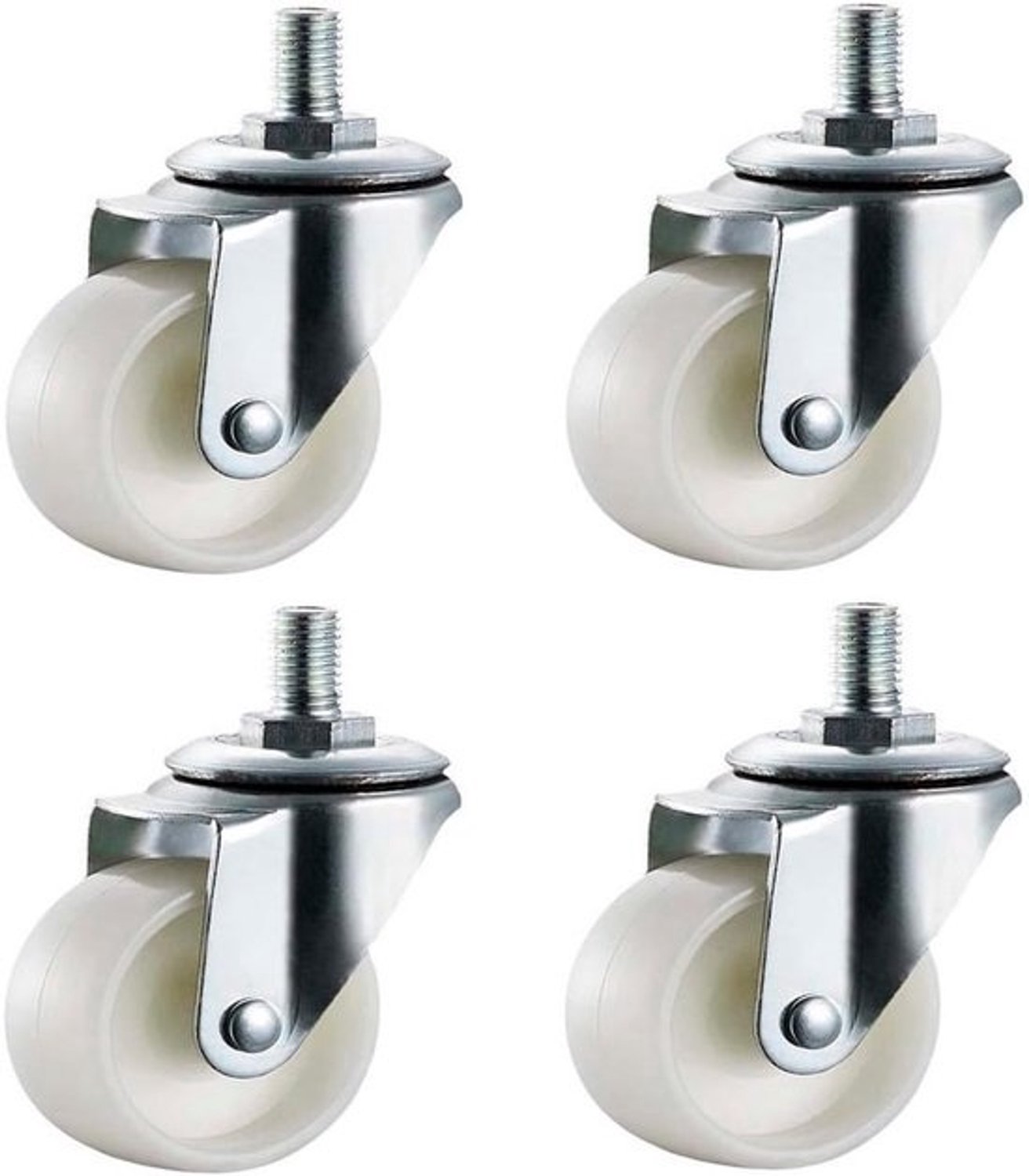 4 stuks zwenkwielen nylon 40mm voor meubels en apparaten - Draaglast 100kg