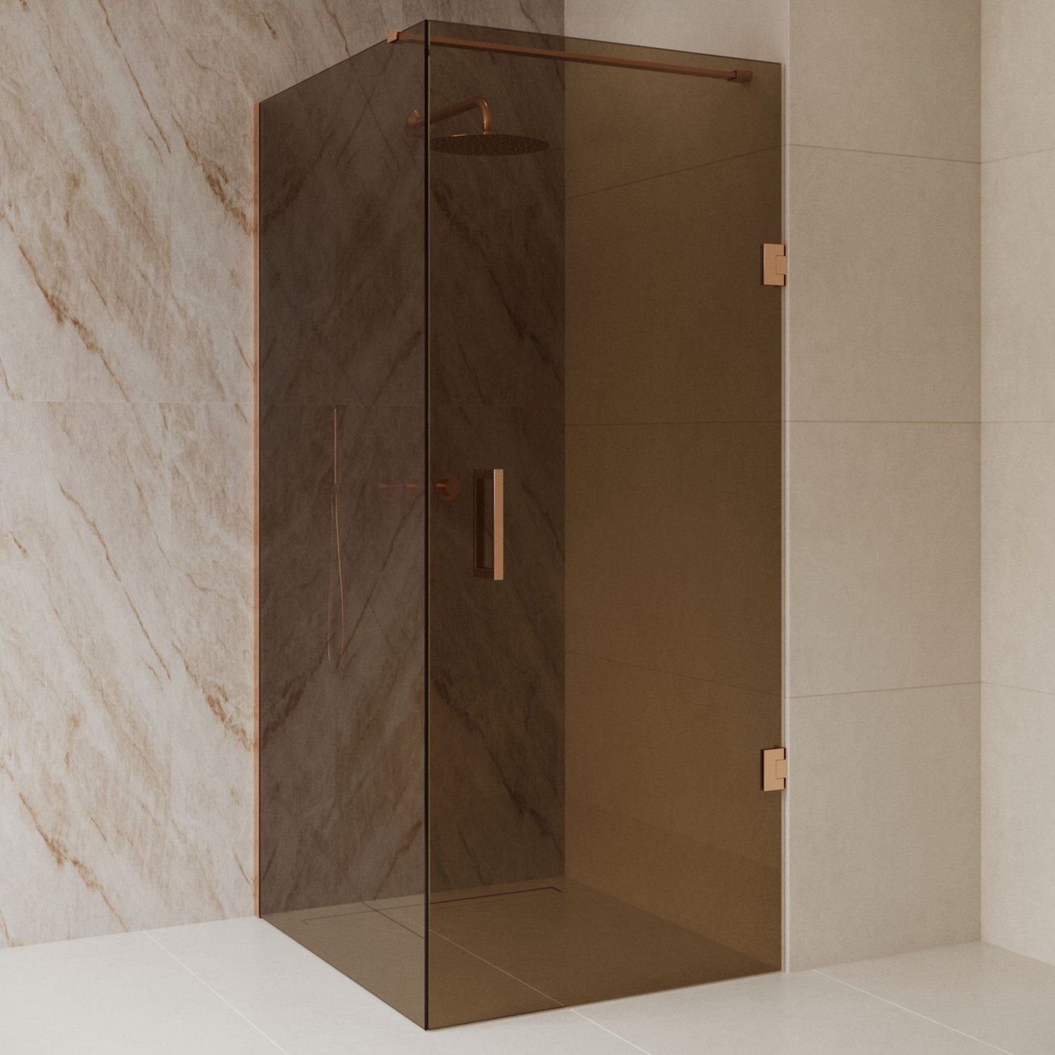Sanitado Dalis Douchecabine Sepia Glas Mat Brons Profielen 100x100 cm