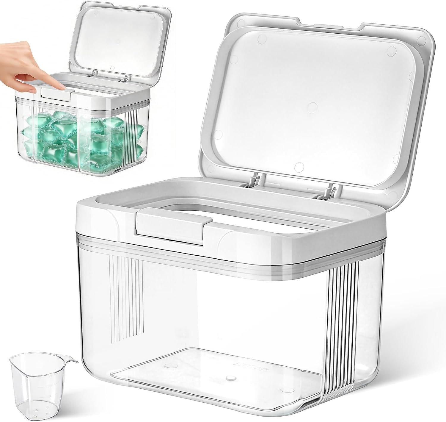 Opslagdoos 2.9 Liter voor Waspoeder, Dispenser en Organizer voor Wasmiddel, Wasbeads, Huisdierenvoer en Blikjes