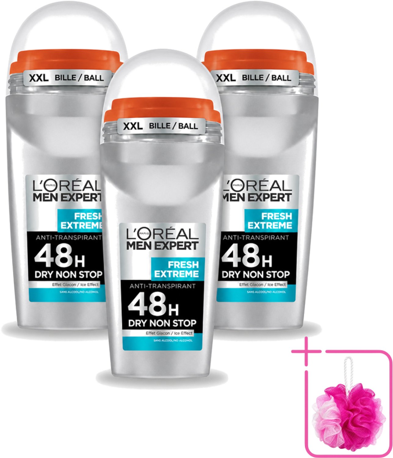 3 x L’Oréal Paris Men Expert – Deodorant Roller – Fresh Extreme 48H – 50 ml - Bulkverpakking - Anti-transpirant - Zweetbestrijding