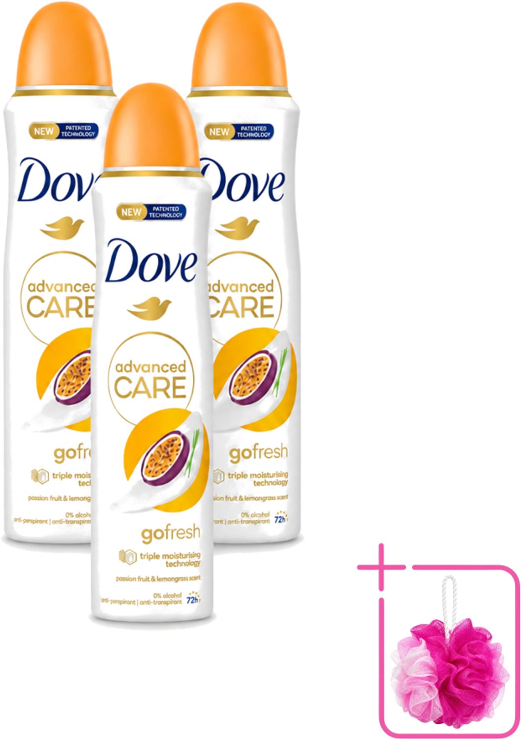 3 x Dove – Deodorant Spray – Passion Fruit – 250 ml - Bulkverpakking - Passievrucht deodorant - Frisse geur