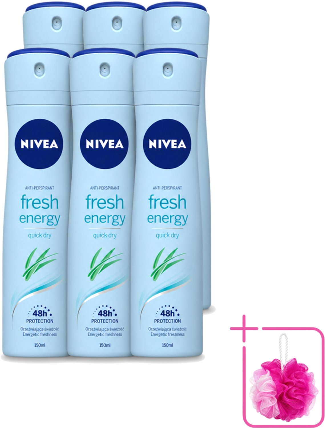 6 x Nivea - Deodorant - Spray - Fresh Energy - 48 Uur Lang Werkend - 150 ml - Bulkverpakking - Deodorant spray - Anti-transpirant
